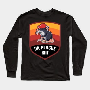 OK Plague Rat Red Hat Gradient Badge Long Sleeve T-Shirt